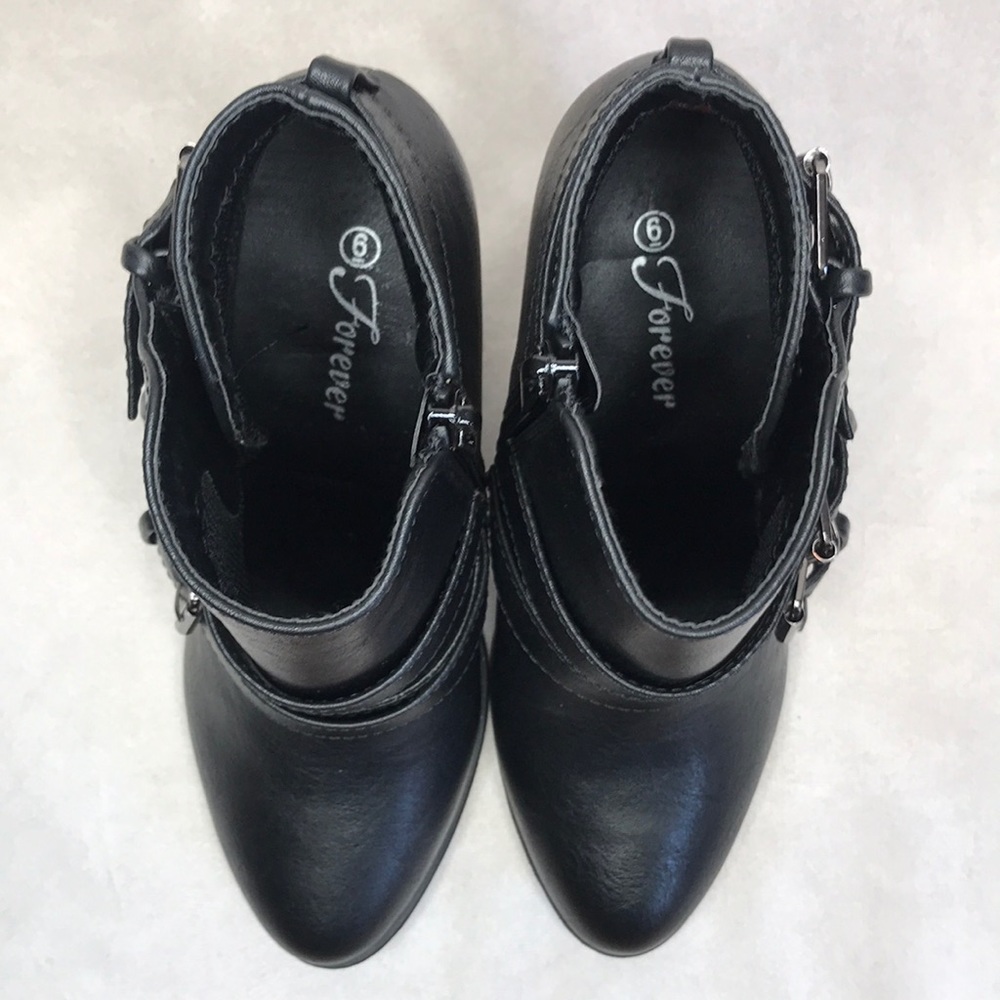 Black Faux Leather Buckle Booties - Picture 7 of 7